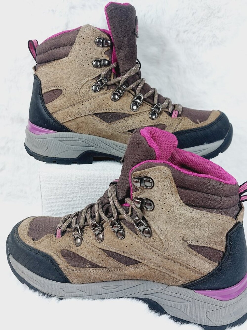 High Sierra Trekker Women's Brown Pink Lace-Up Waterproof Hiking Boots Size 7.5 - Picture 3 of 12